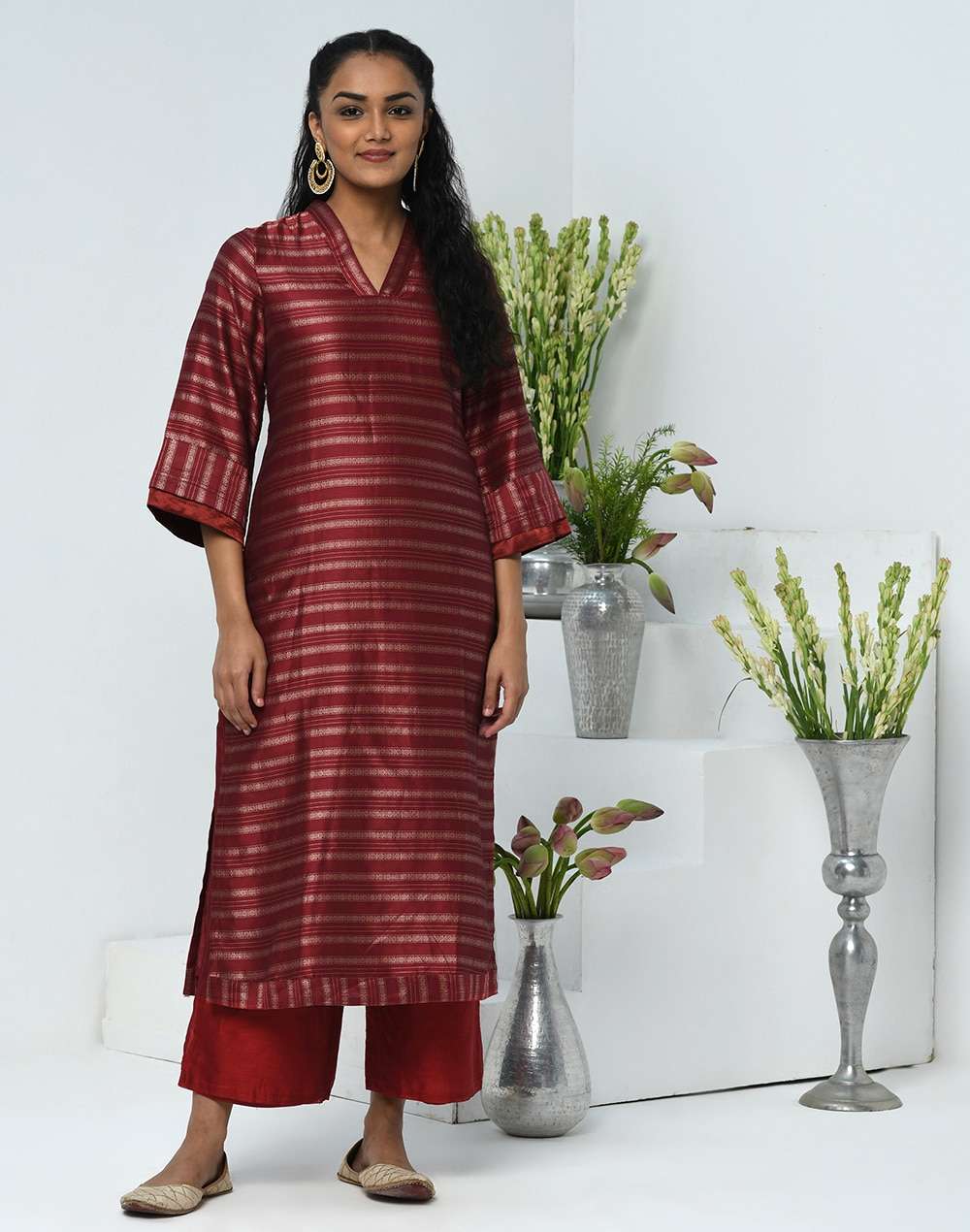 Cotton Silk Cutwork Long Kurta