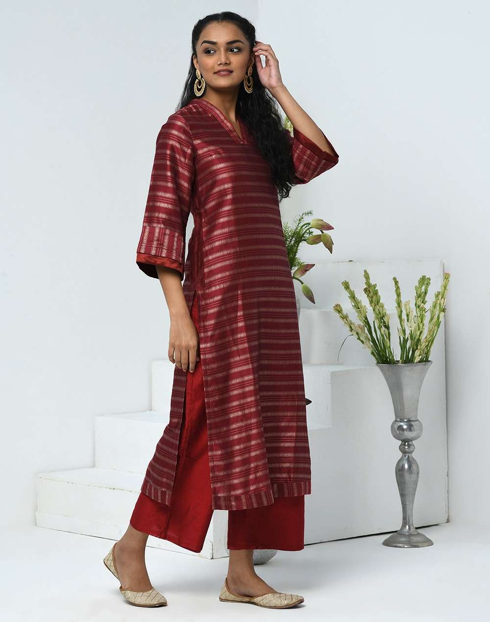 Cotton Silk Cutwork Long Kurta