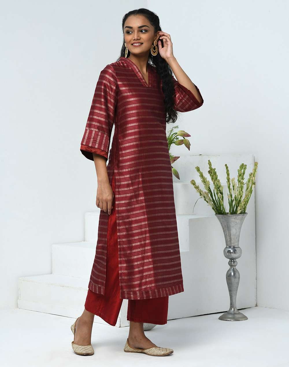 Cotton Silk Cutwork Long Kurta