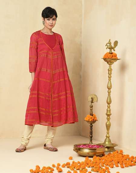 Buy Cotton Silk Layered Long Kurta for Women Online at Fabindia