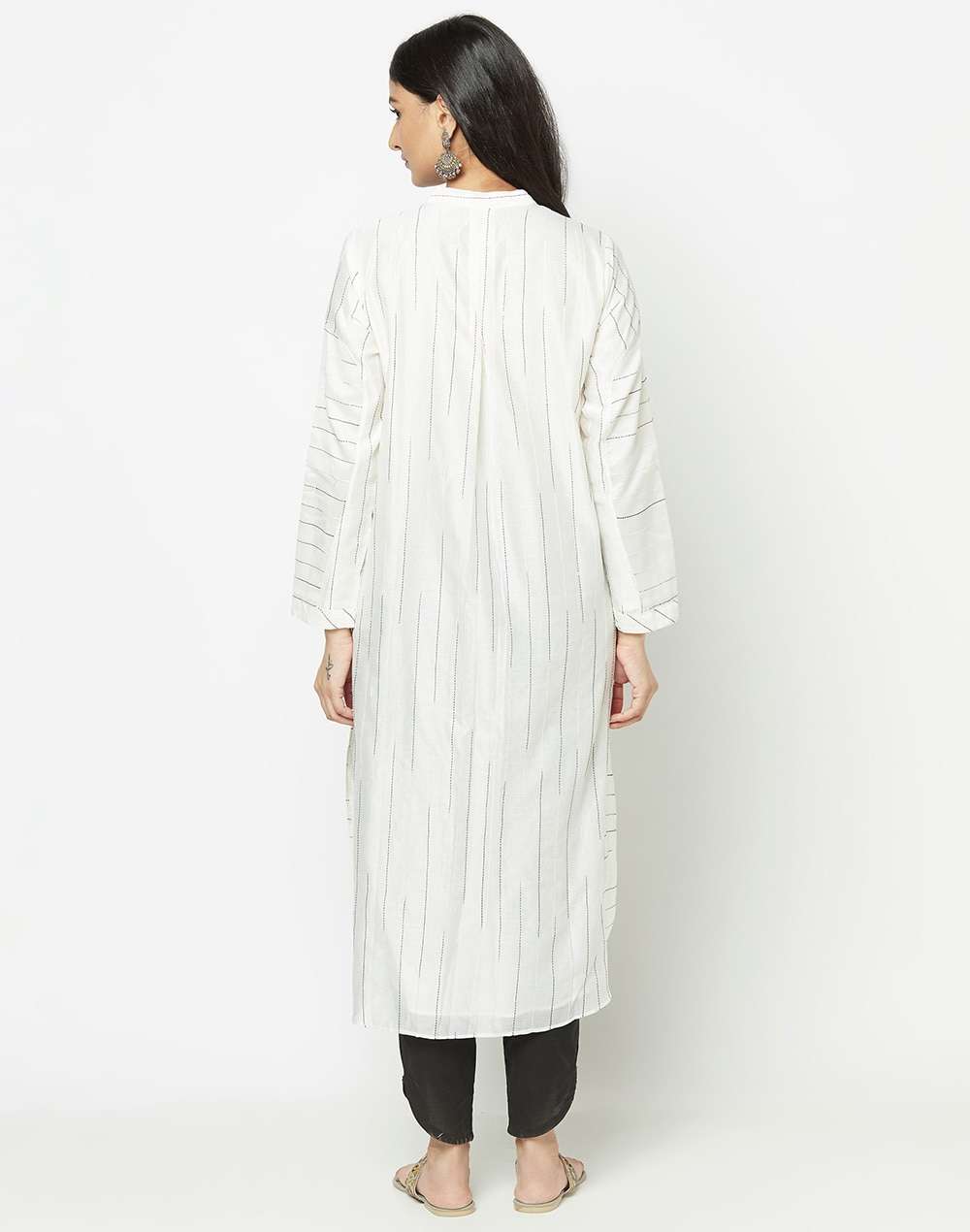 Cotton Silk Flared Slim Fit Long Kurta