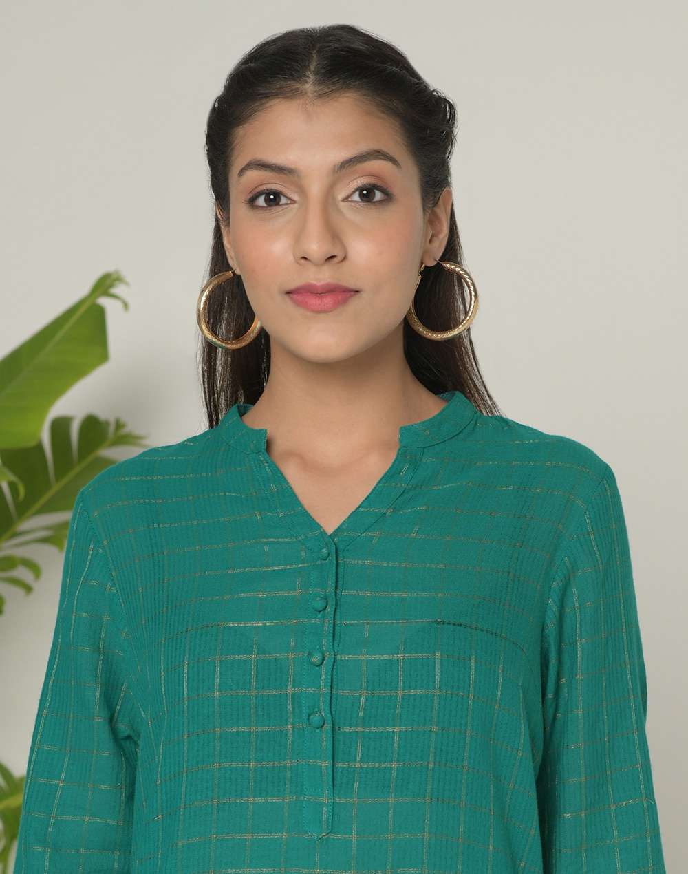 Cotton Nagari Lattice Knee Length Kurta