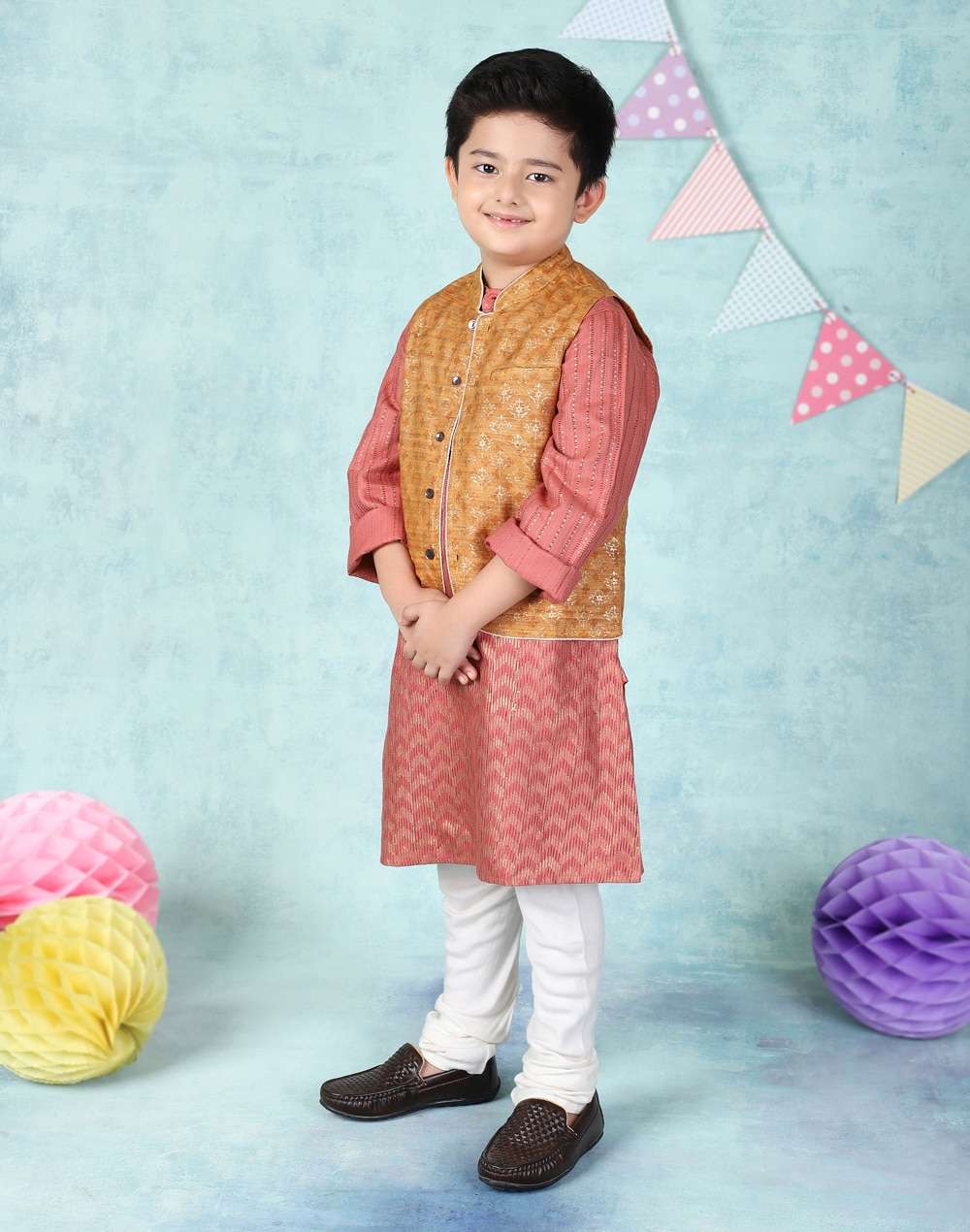 Silk Tussur Ghicha Printed Nehru Jacket