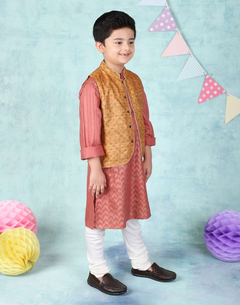 Silk Tussur Ghicha Printed Nehru Jacket