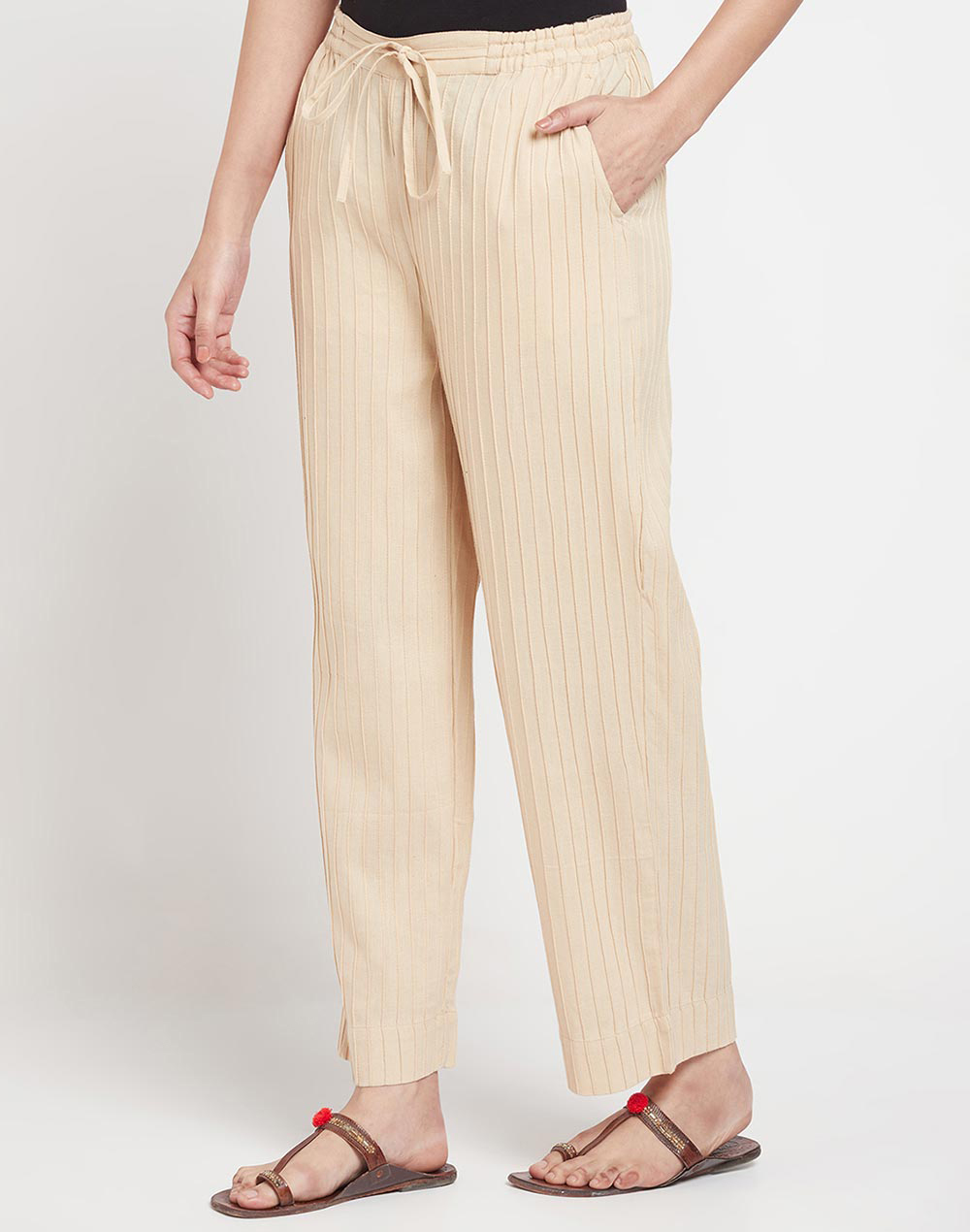 Buy Cotton Pintuck Casual Pant for Women Online at Fabindia | 10704572