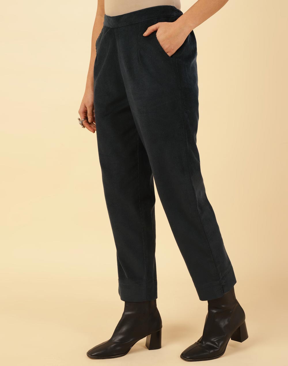 Buy Black Cotton Ankle Length Casual Pant for Women Online at