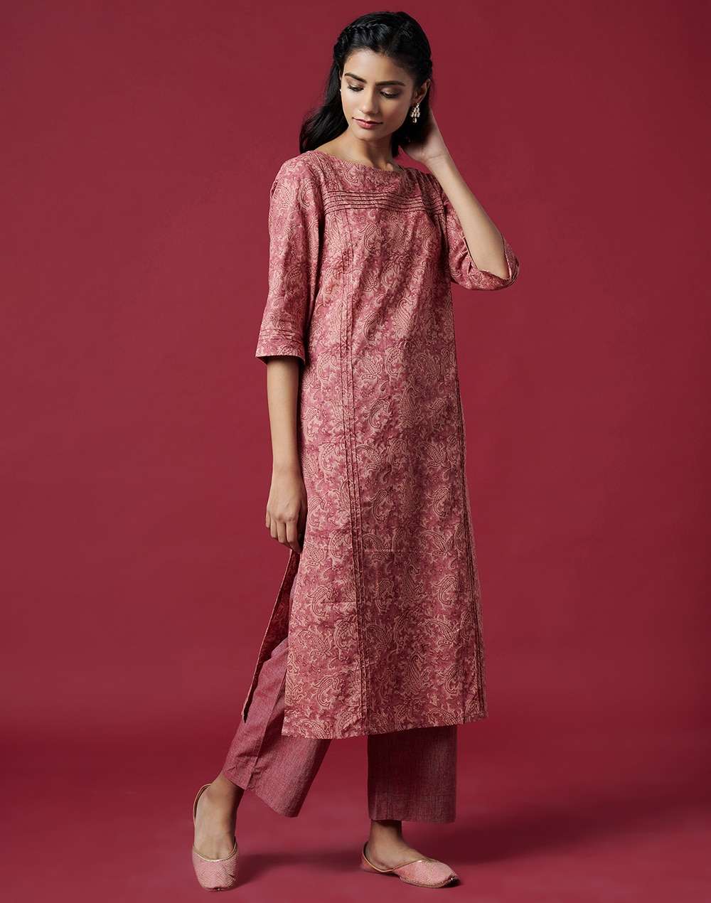 Cotton Slub Printed 2Pc Kurta Set