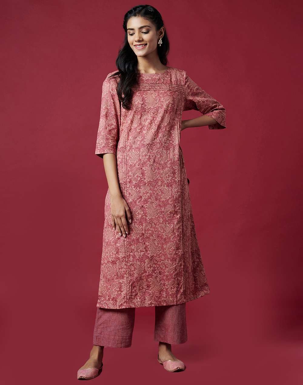 Cotton Slub Printed 2Pc Kurta Set