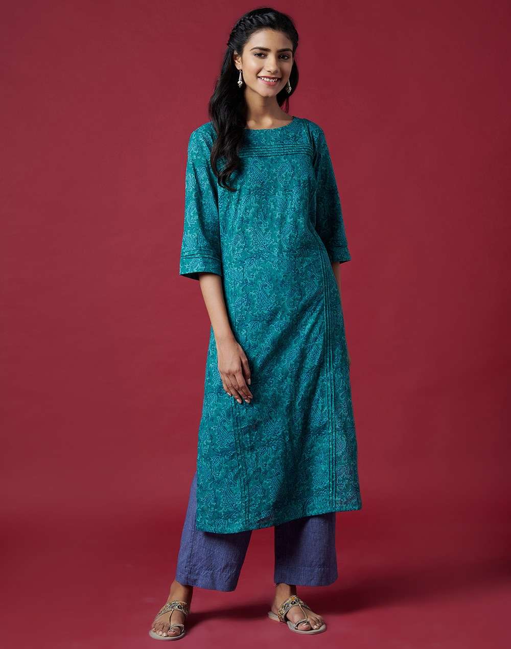 Cotton Slub Printed 2Pc Kurta Set