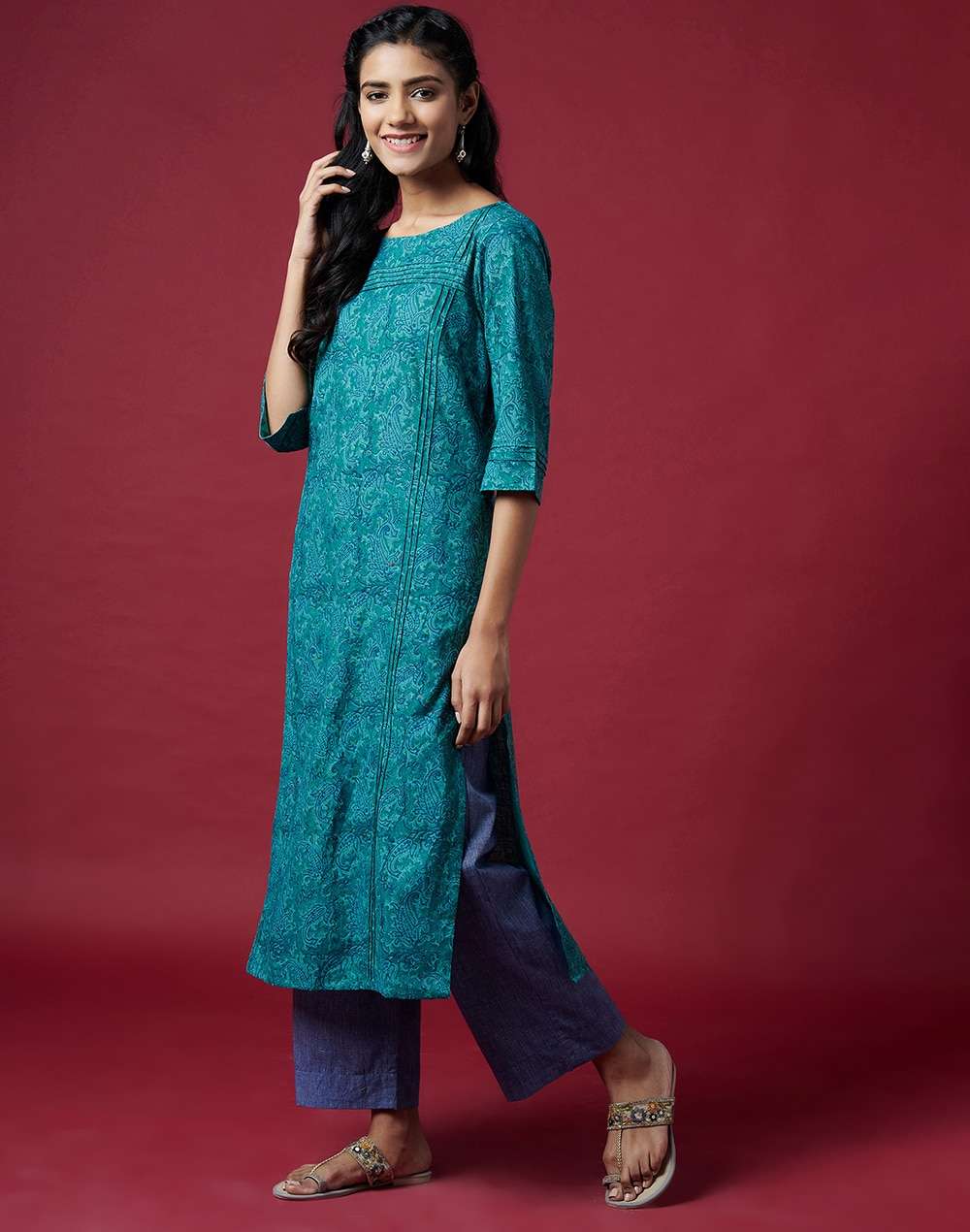 Cotton Slub Printed 2Pc Kurta Set