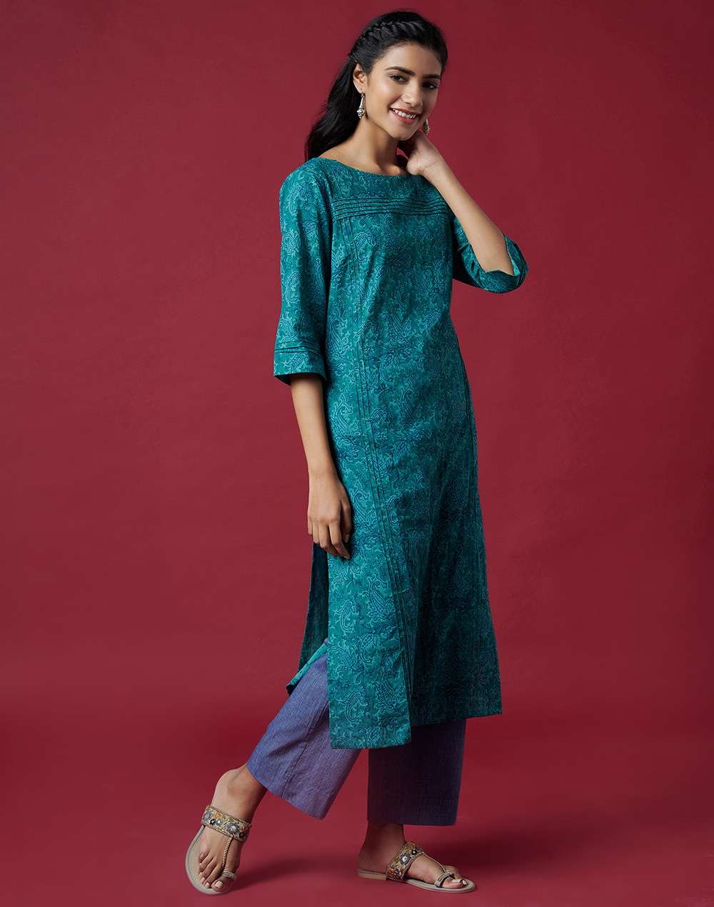 Cotton Slub Printed 2Pc Kurta Set