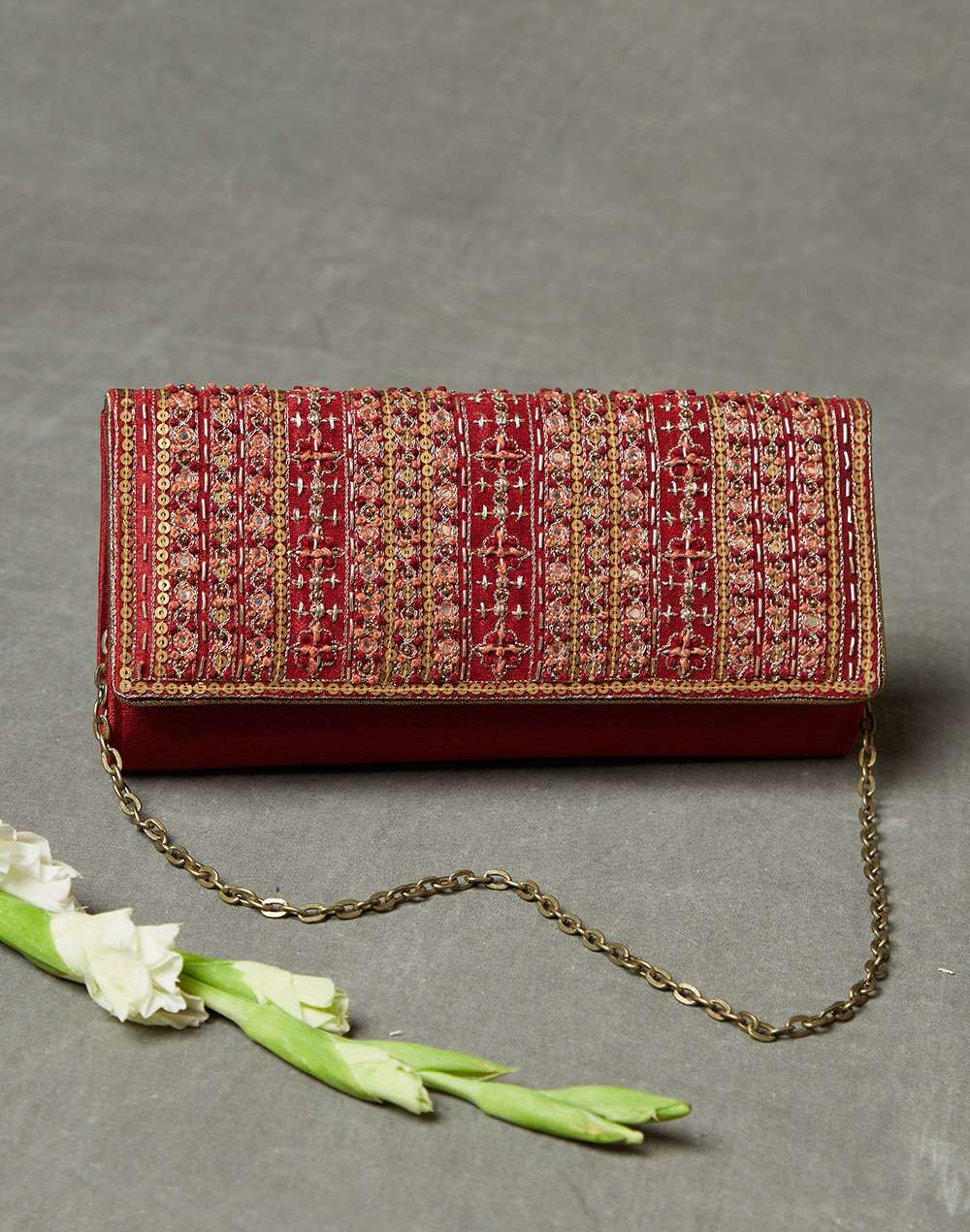 Fabric Embroidered Clutch Bag