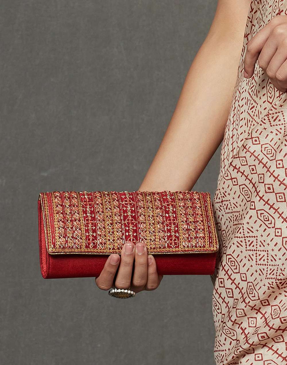 Fabric Embroidered Clutch Bag