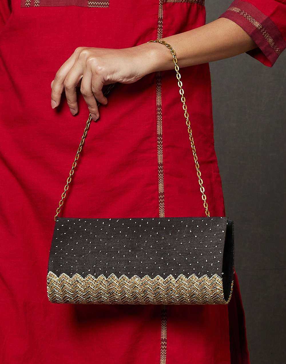 Fabric Embroidered Clutch Bag