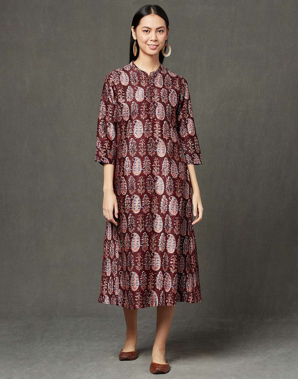 Cotton Silk Printed Slim Fit Long Kurta