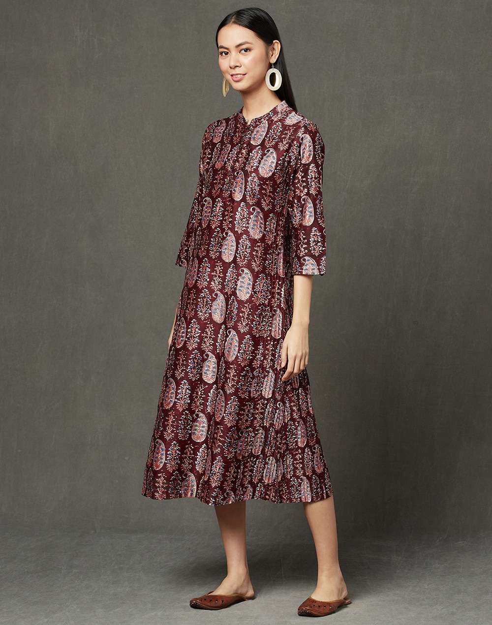 Cotton Silk Printed Slim Fit Long Kurta