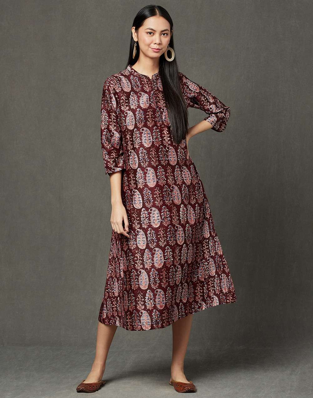 Cotton Silk Printed Slim Fit Long Kurta