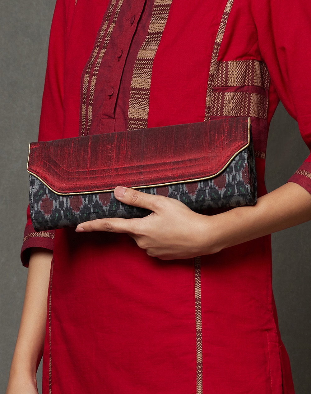 Fabric Red Clutch Bag
