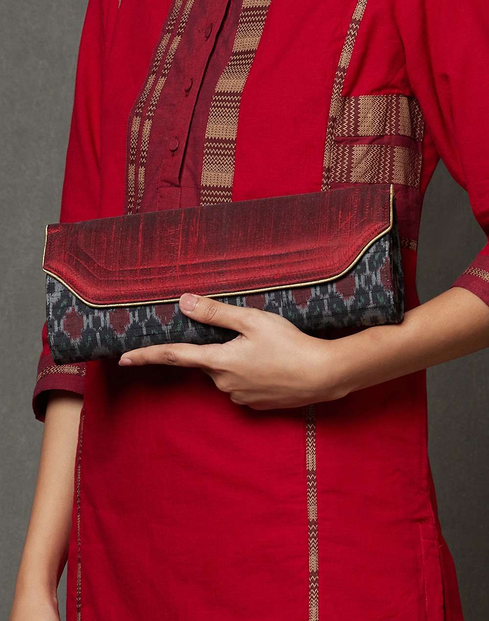 Fabric Red Clutch Bag
