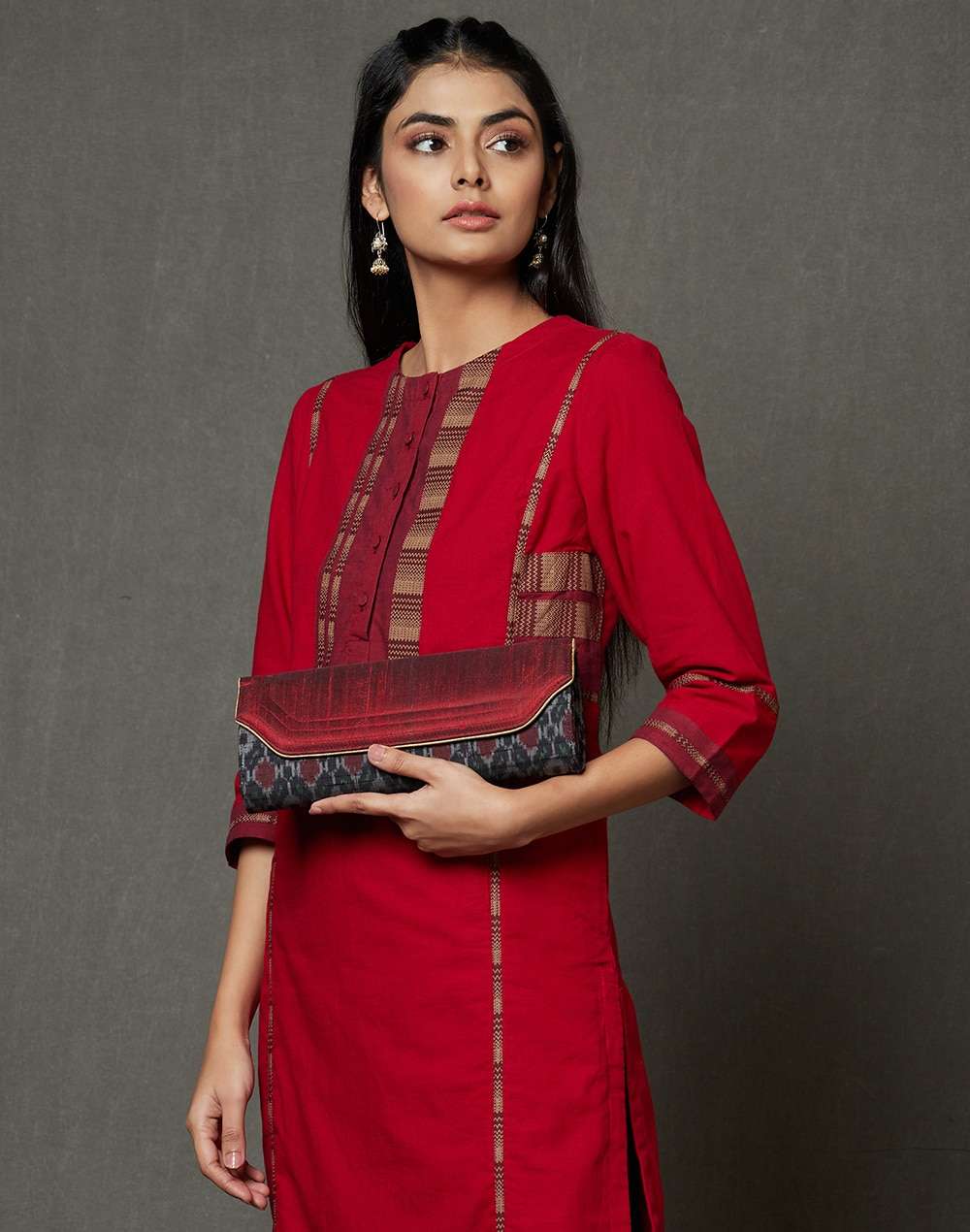 Fabric Red Clutch Bag