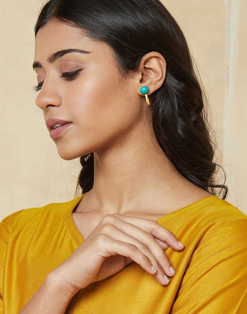 Silver Golden Plated Stud Earrings