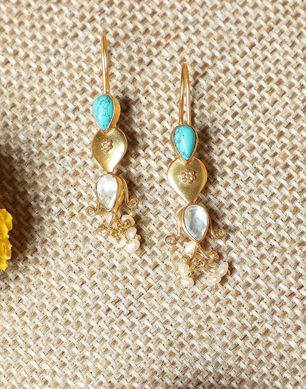 Silver Golden Plated Dangler Earrings
