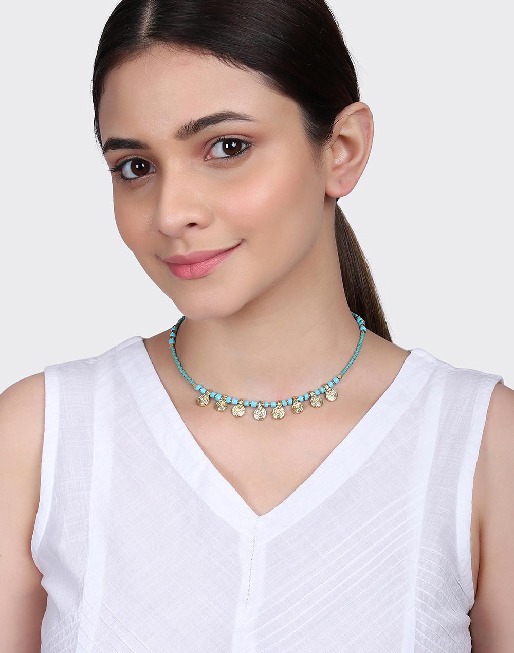 Metal Blue Choker Necklace