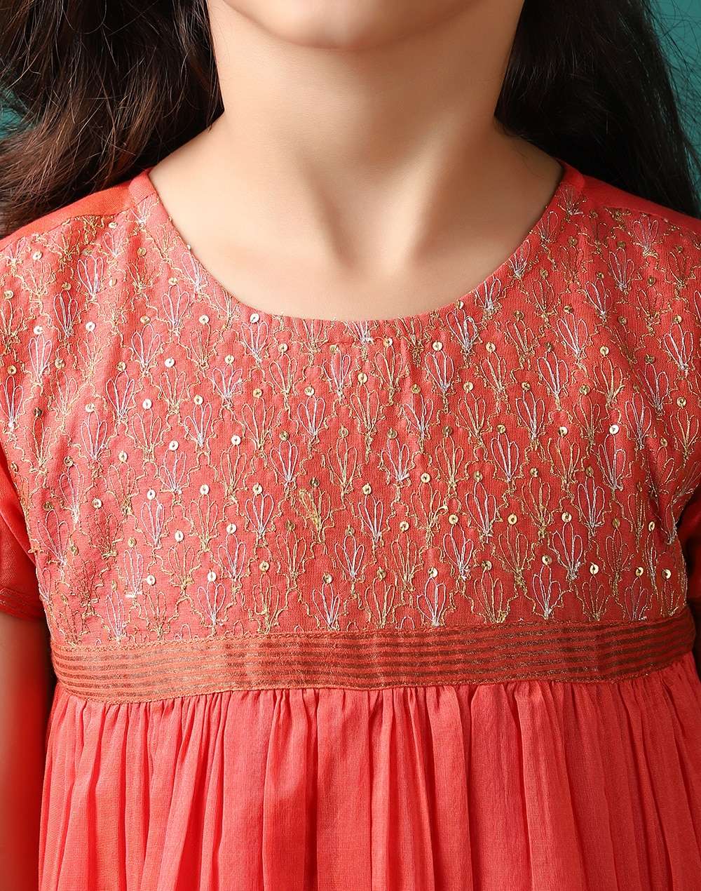 Cotton Silk Embroidered Dress