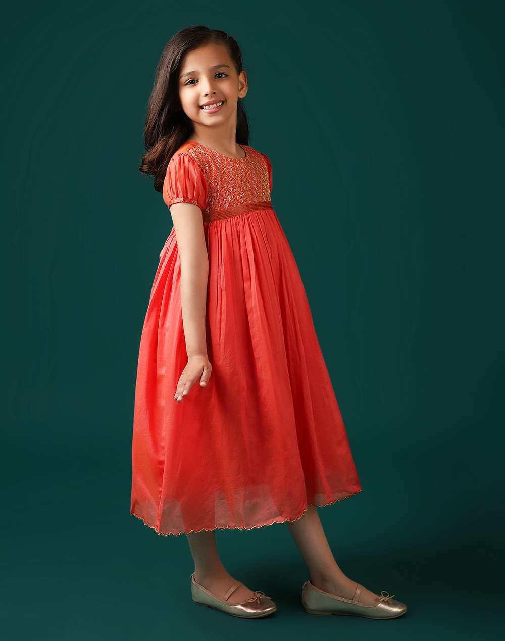 Cotton Silk Embroidered Dress