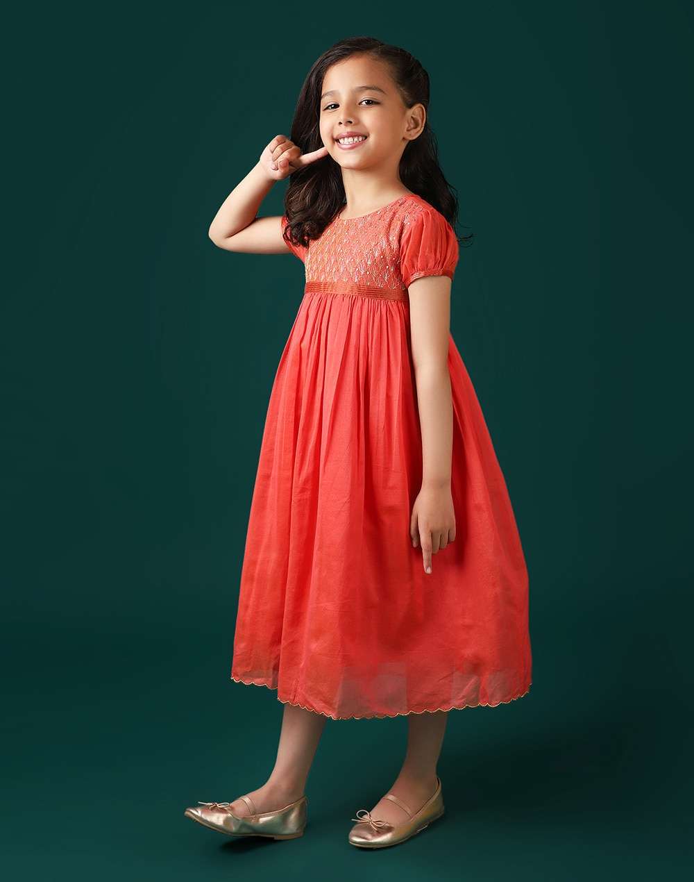 Cotton Silk Embroidered Dress