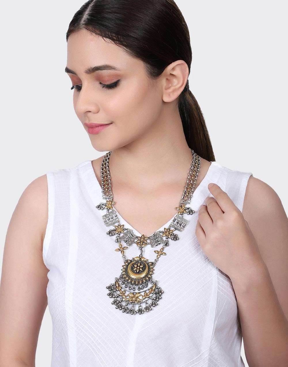 Silver Two Tone Princess Necklace