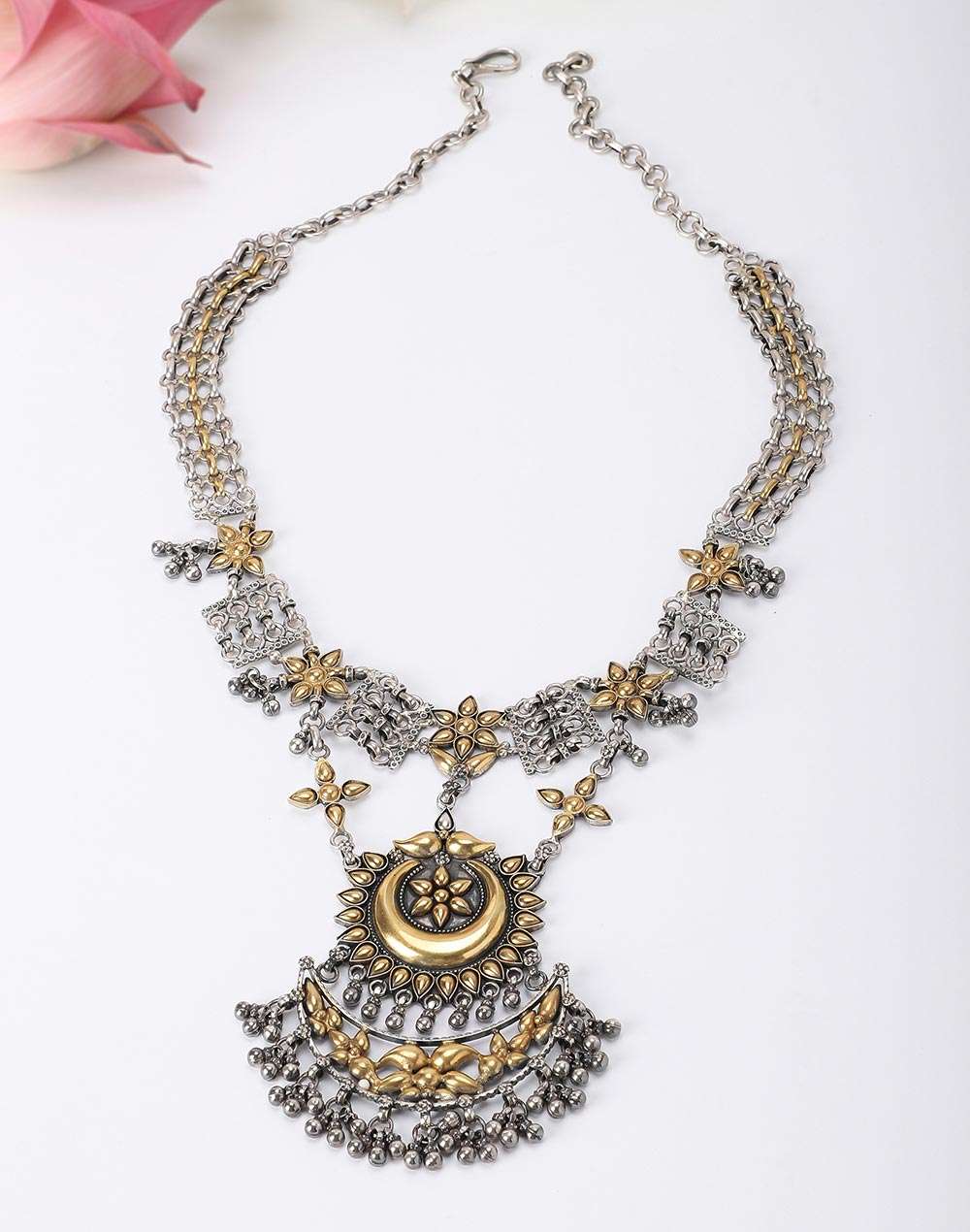Silver Two Tone Princess Necklace