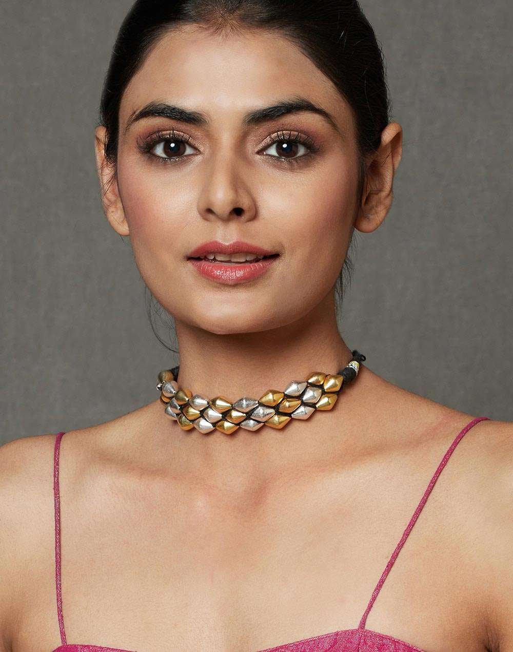 Silver Two Tone Choker Necklace
