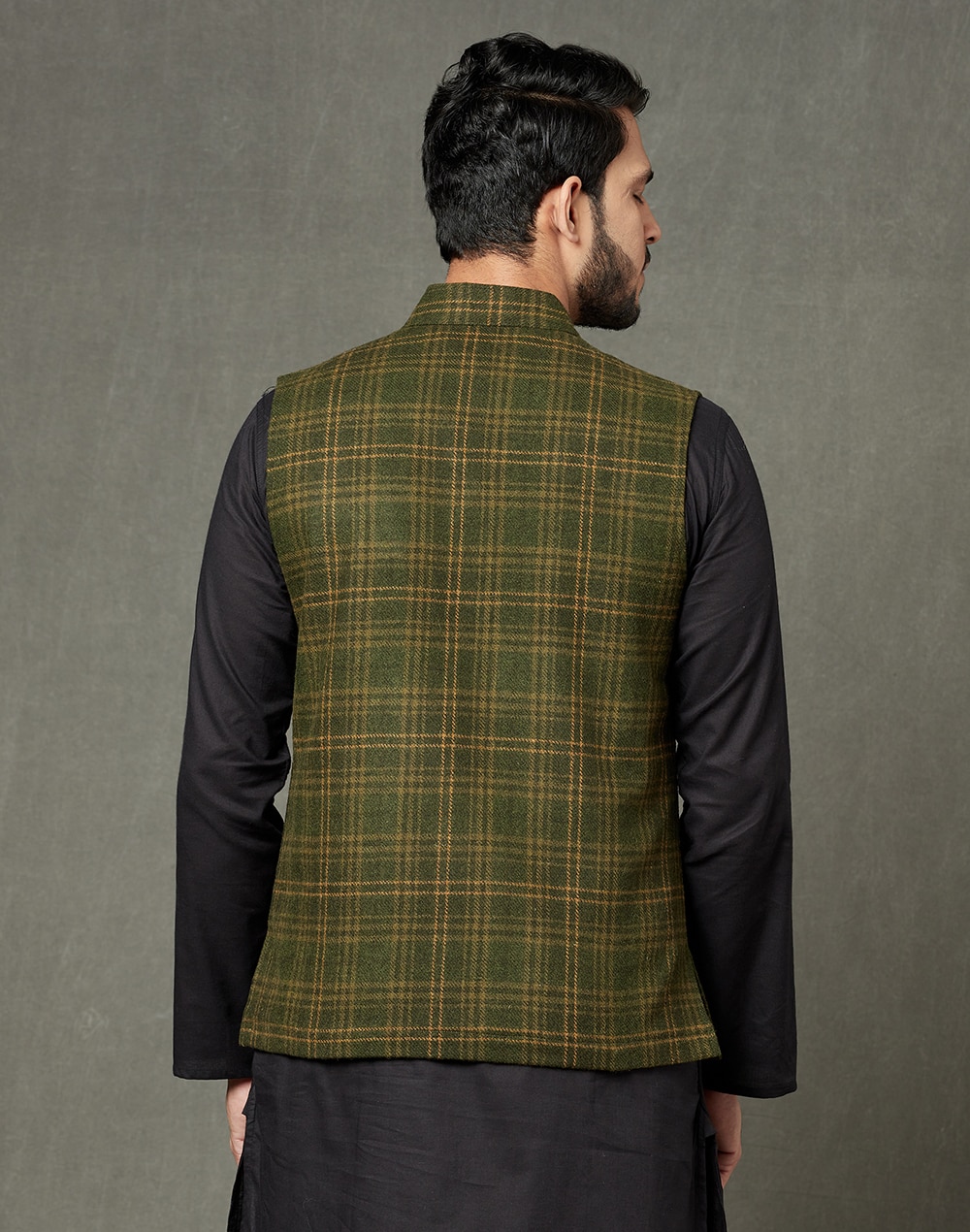 Wool Front Stitch Detail Nehru Jacket