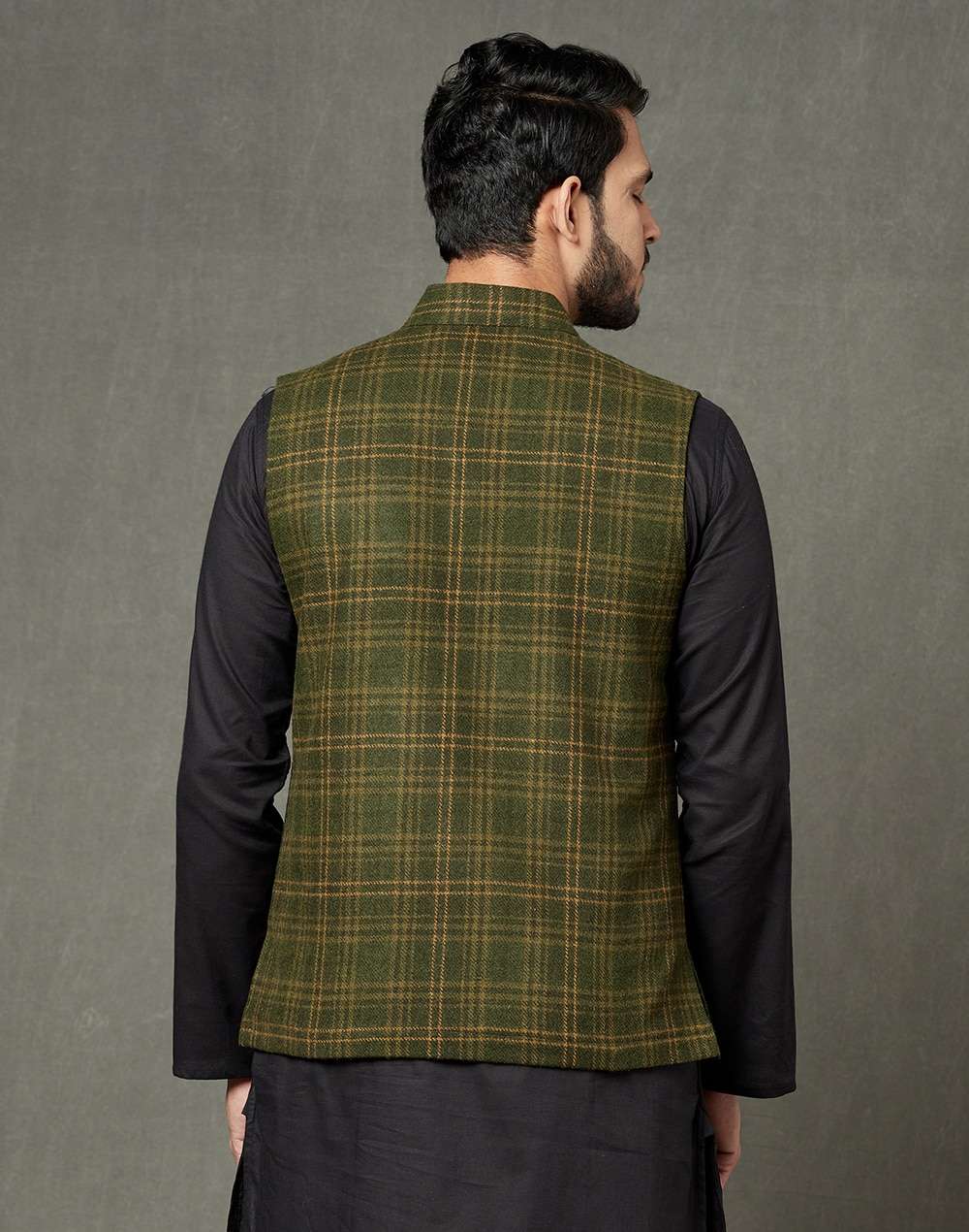 Wool Front Stitch Detail Nehru Jacket