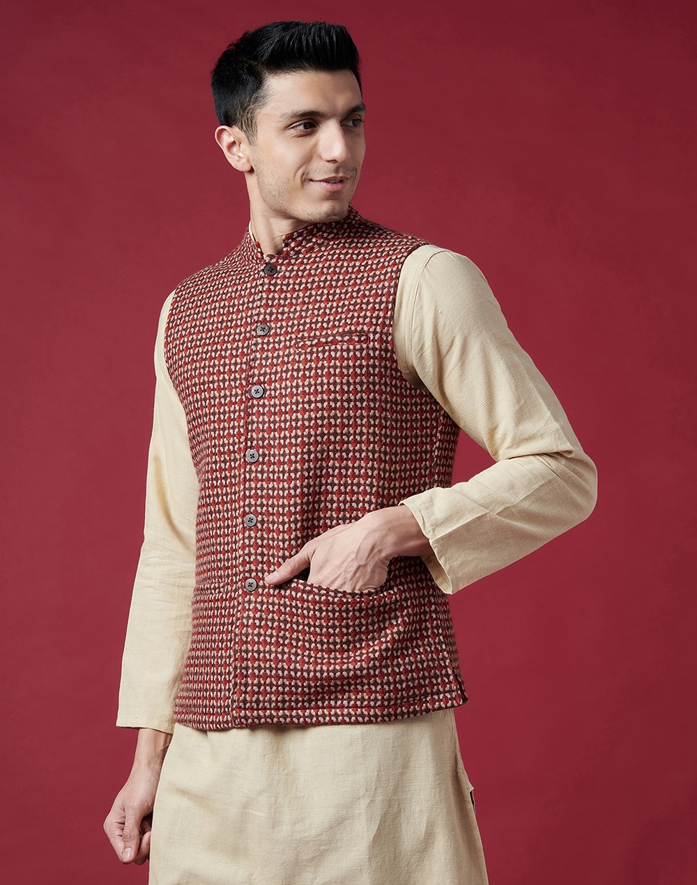 Wool Tweed Nehru Jacket