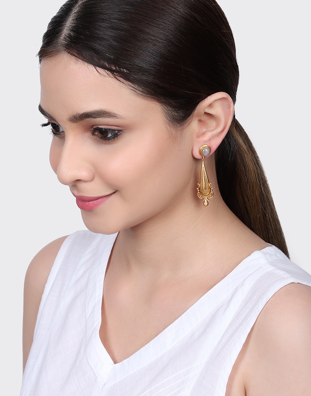 Silver Golden Dangler Earrings