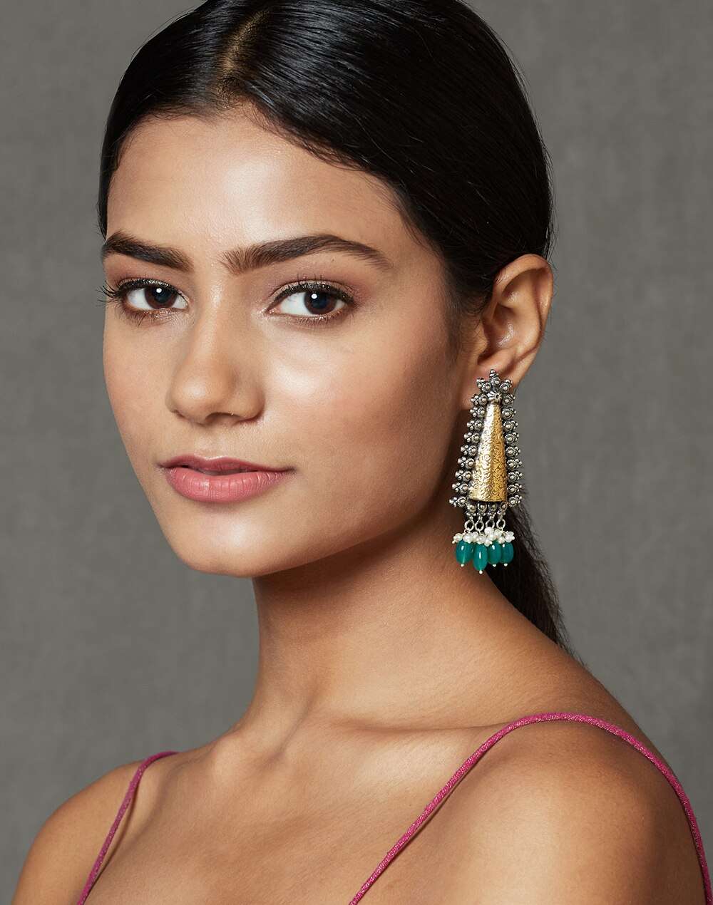 Silver Two Tone Dangler Earrings