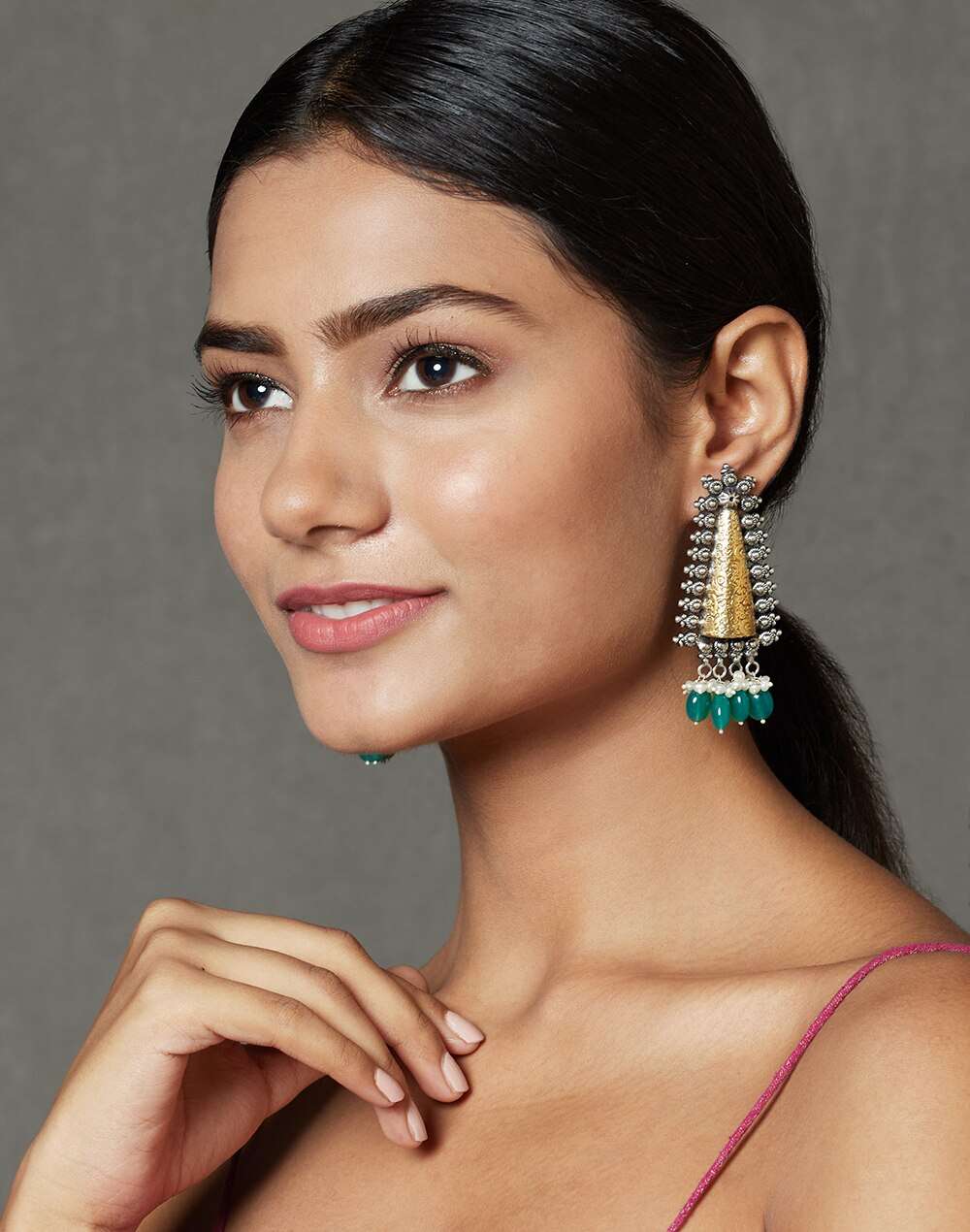 Silver Two Tone Dangler Earrings