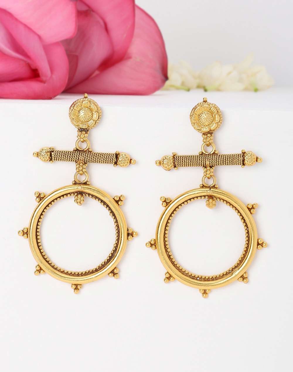 Silver Golden Dangler Earrings
