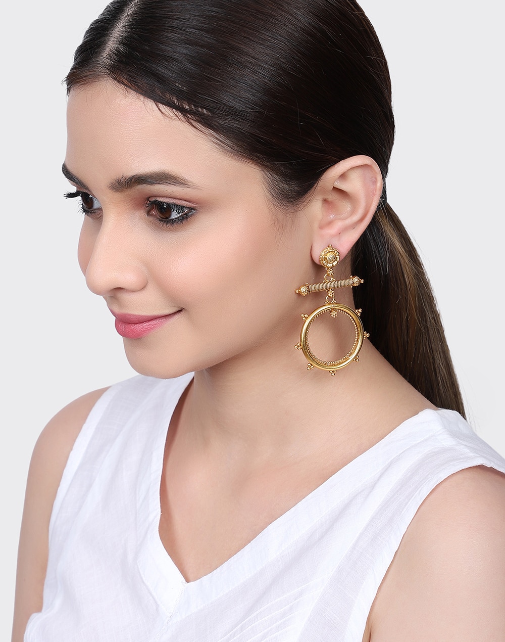 Silver Golden Dangler Earrings
