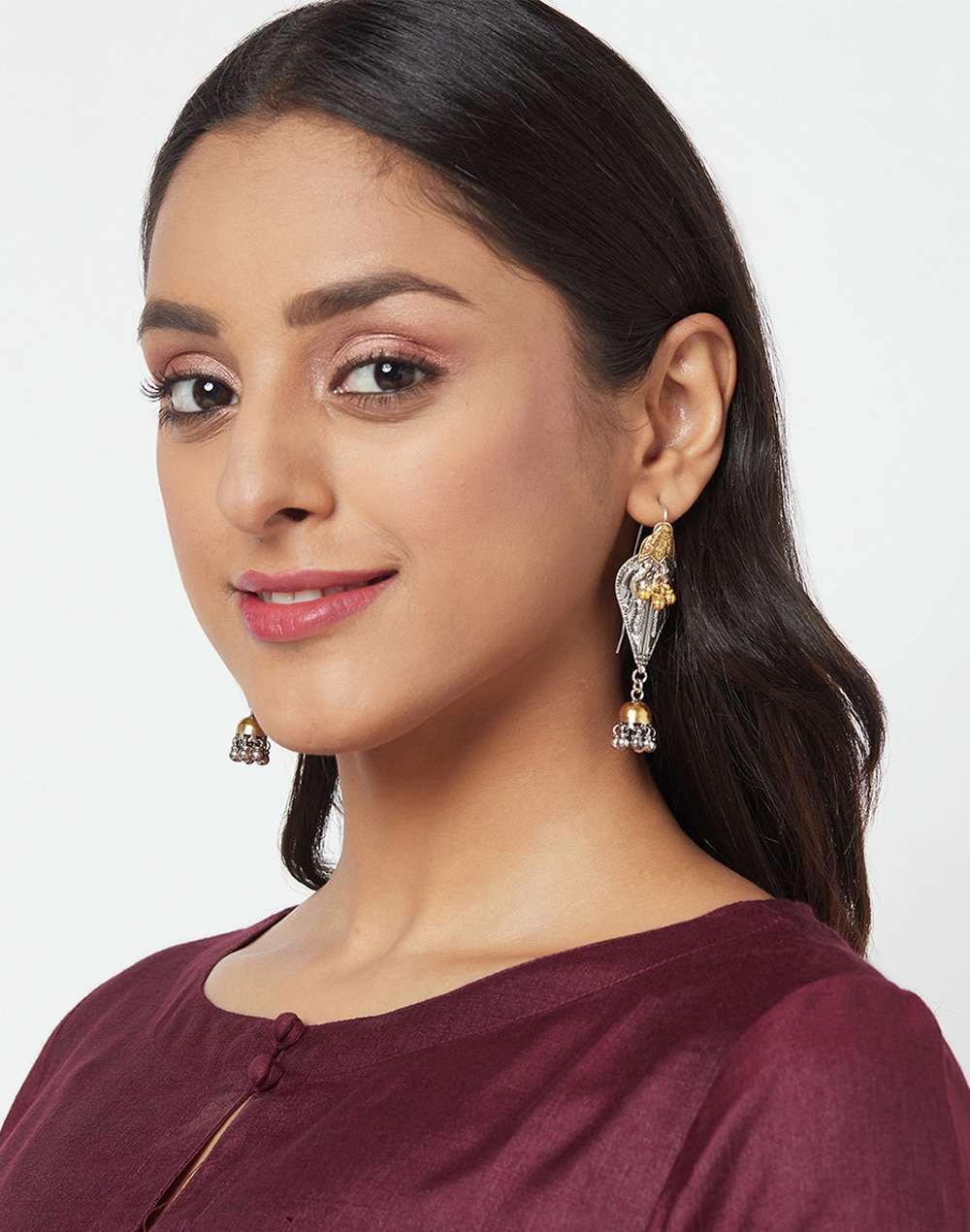 Silver Two Tone Dangler Earrings
