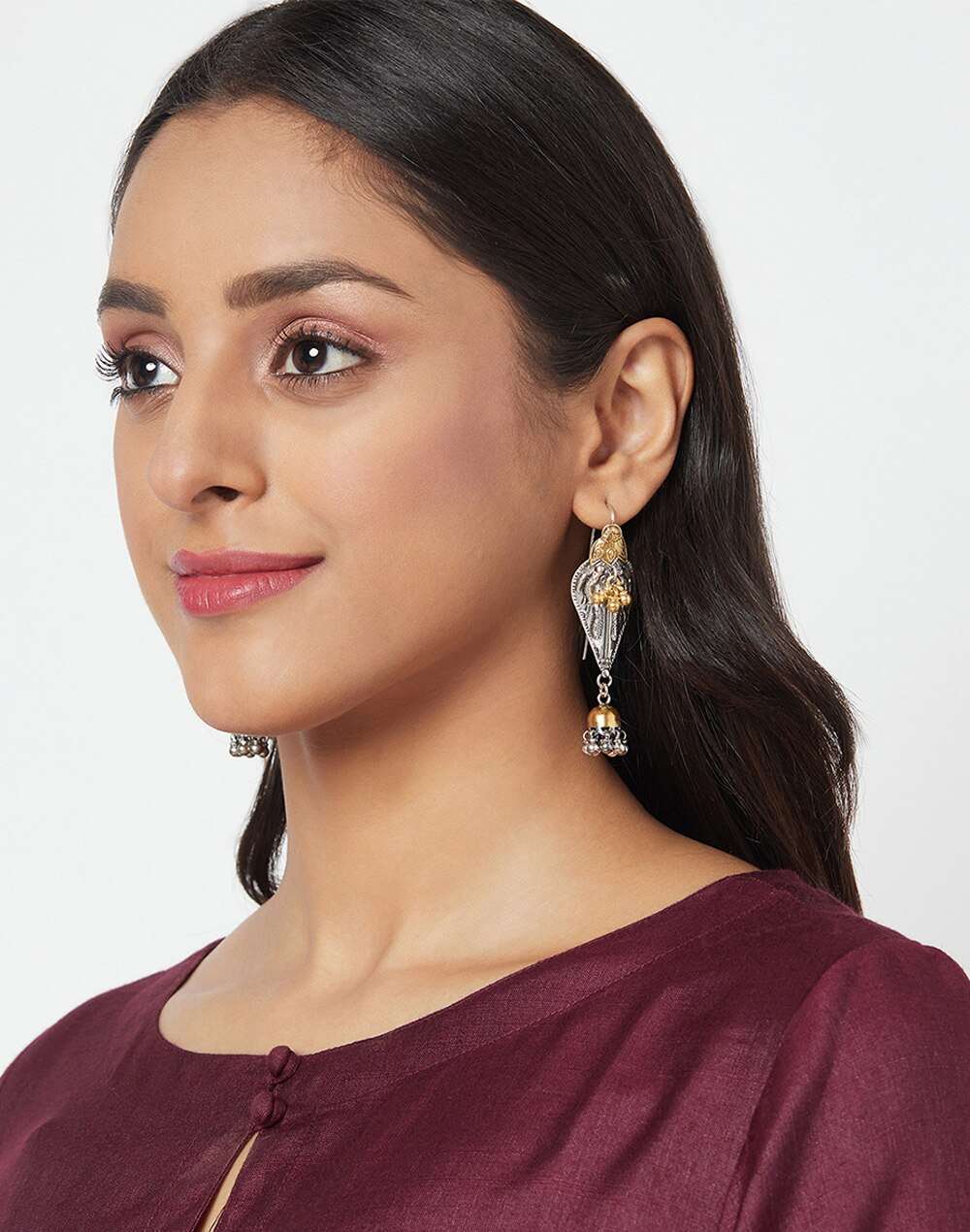 Silver Two Tone Dangler Earrings