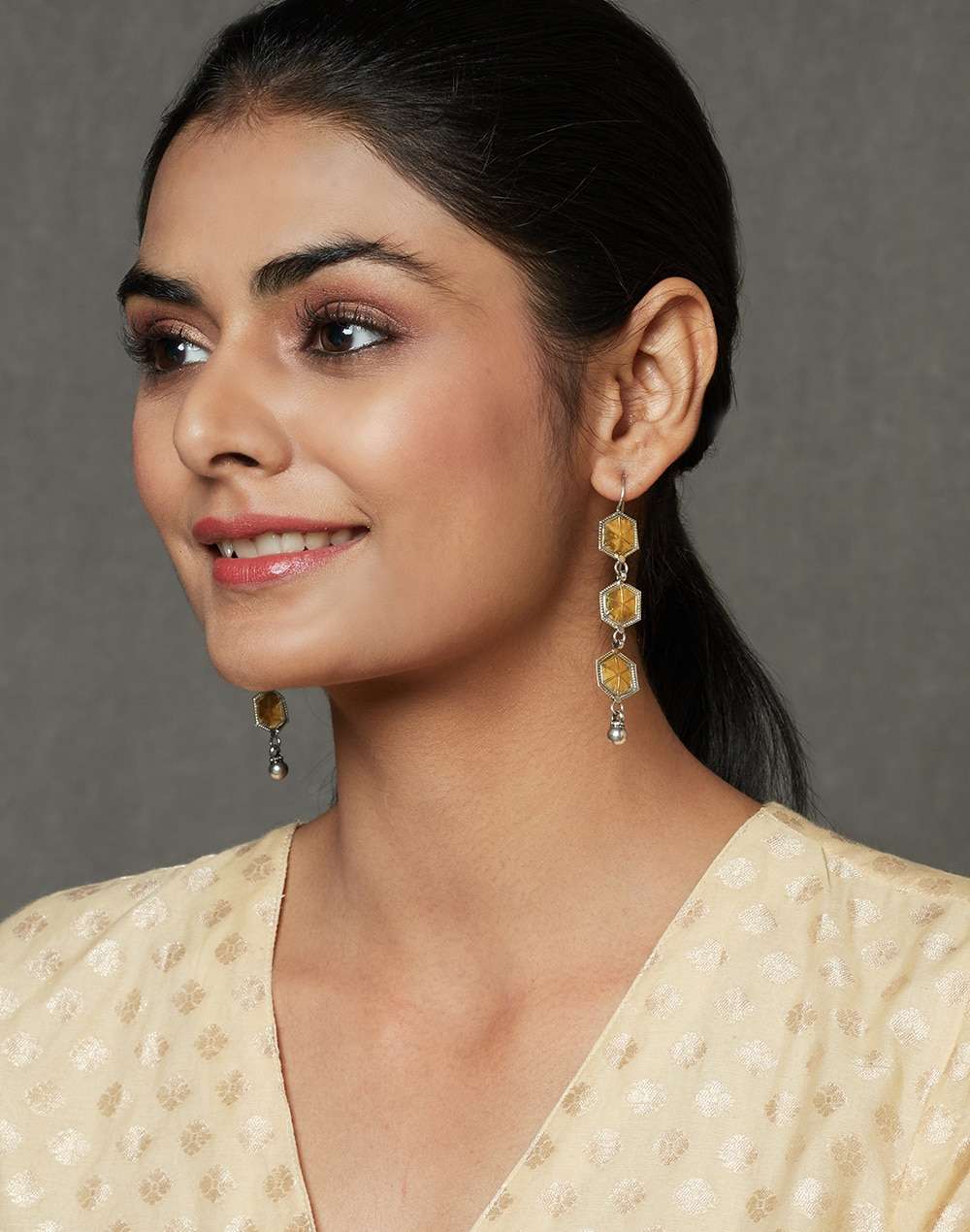 Silver Two Tone Dangler Earrings