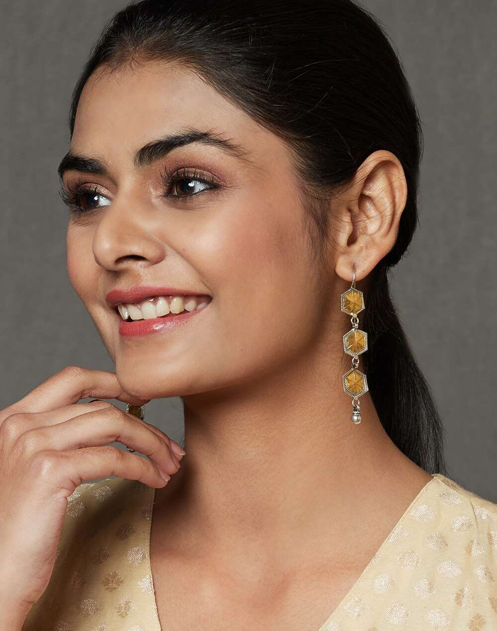 Silver Two Tone Dangler Earrings