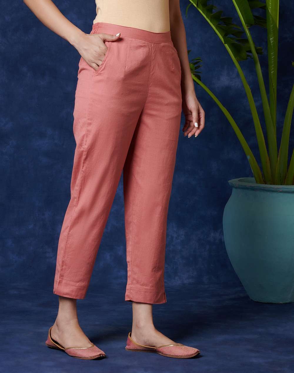 FabNu Cotton Linen Flax Tapered Pant