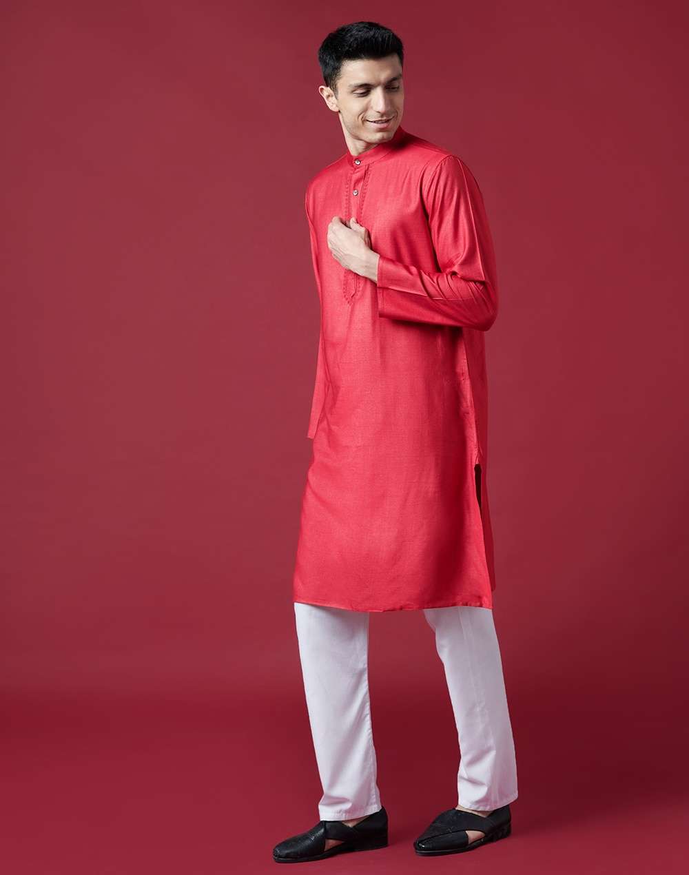 Viscose Tussar Embroidered Long Kurta