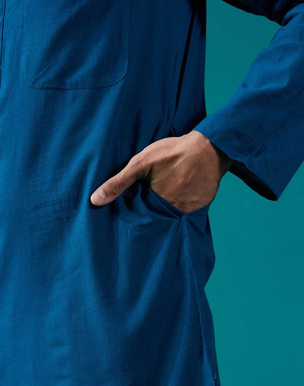 Cotton Nagari Slim Fit Long Kurta