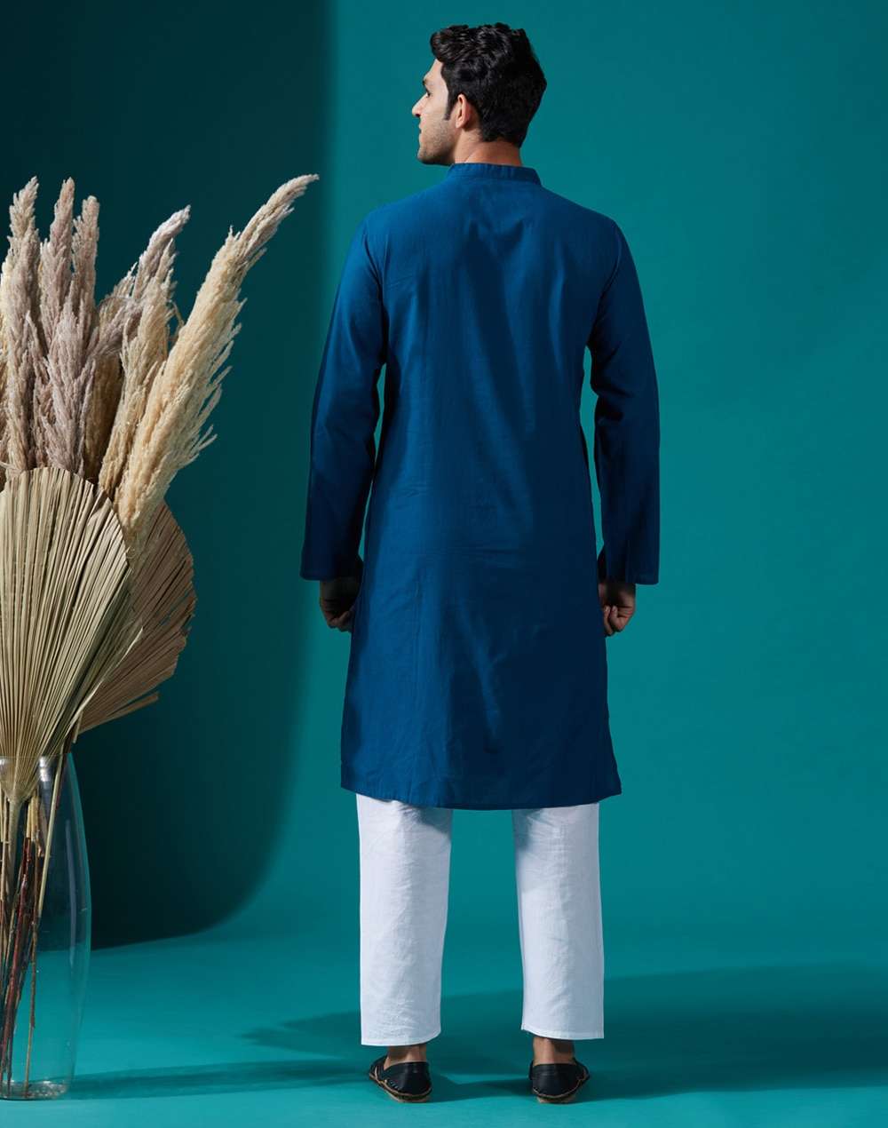Cotton Nagari Slim Fit Long Kurta