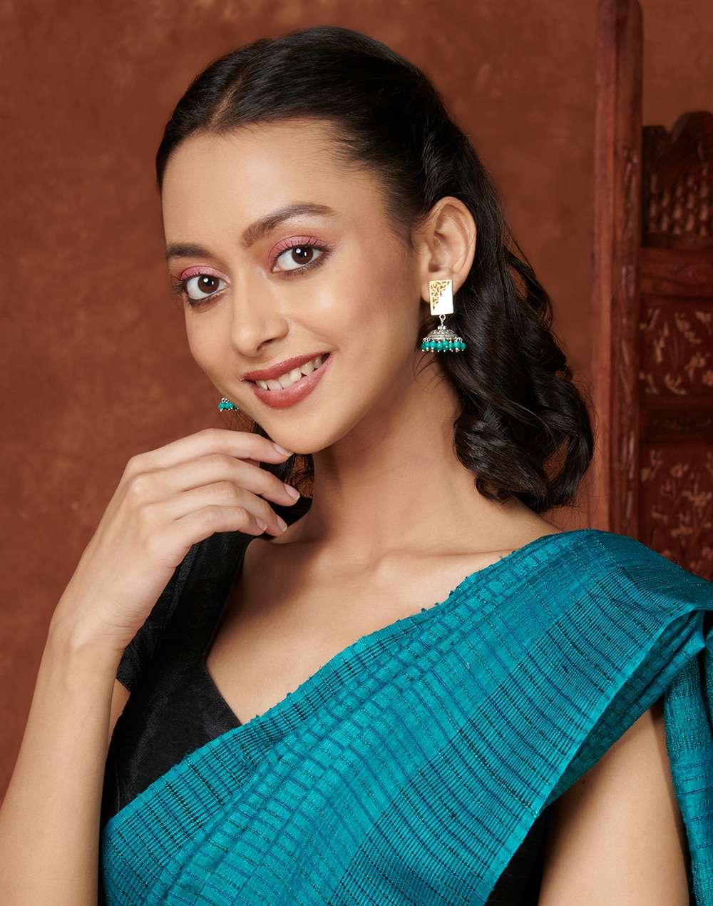 Silver Two Tone Jhumka Earrings